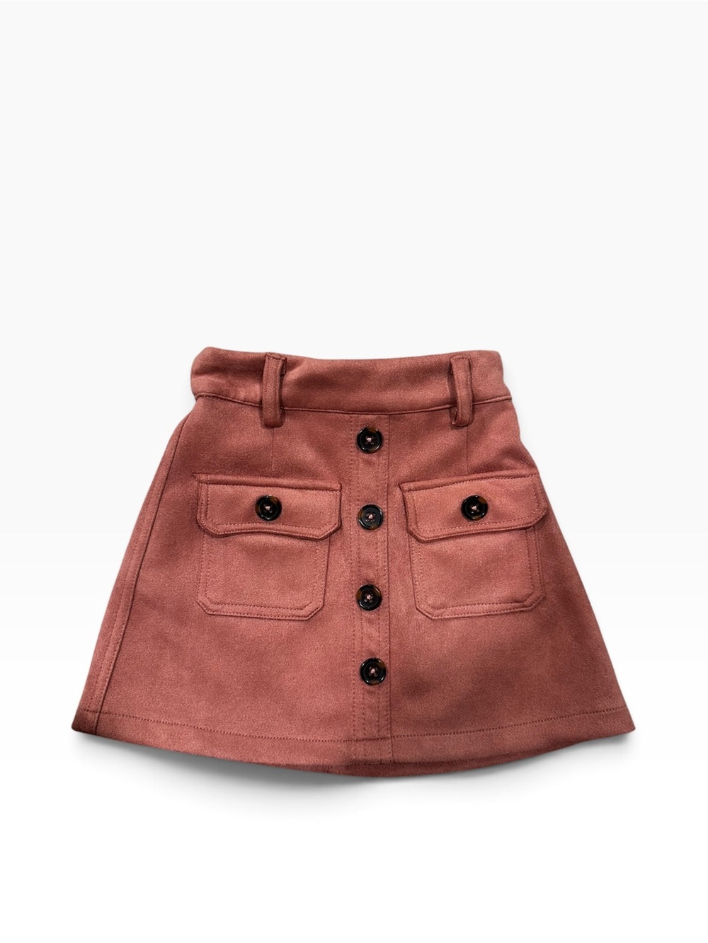 Girls' Button-Front A-Line Skirt in Dusty Rose